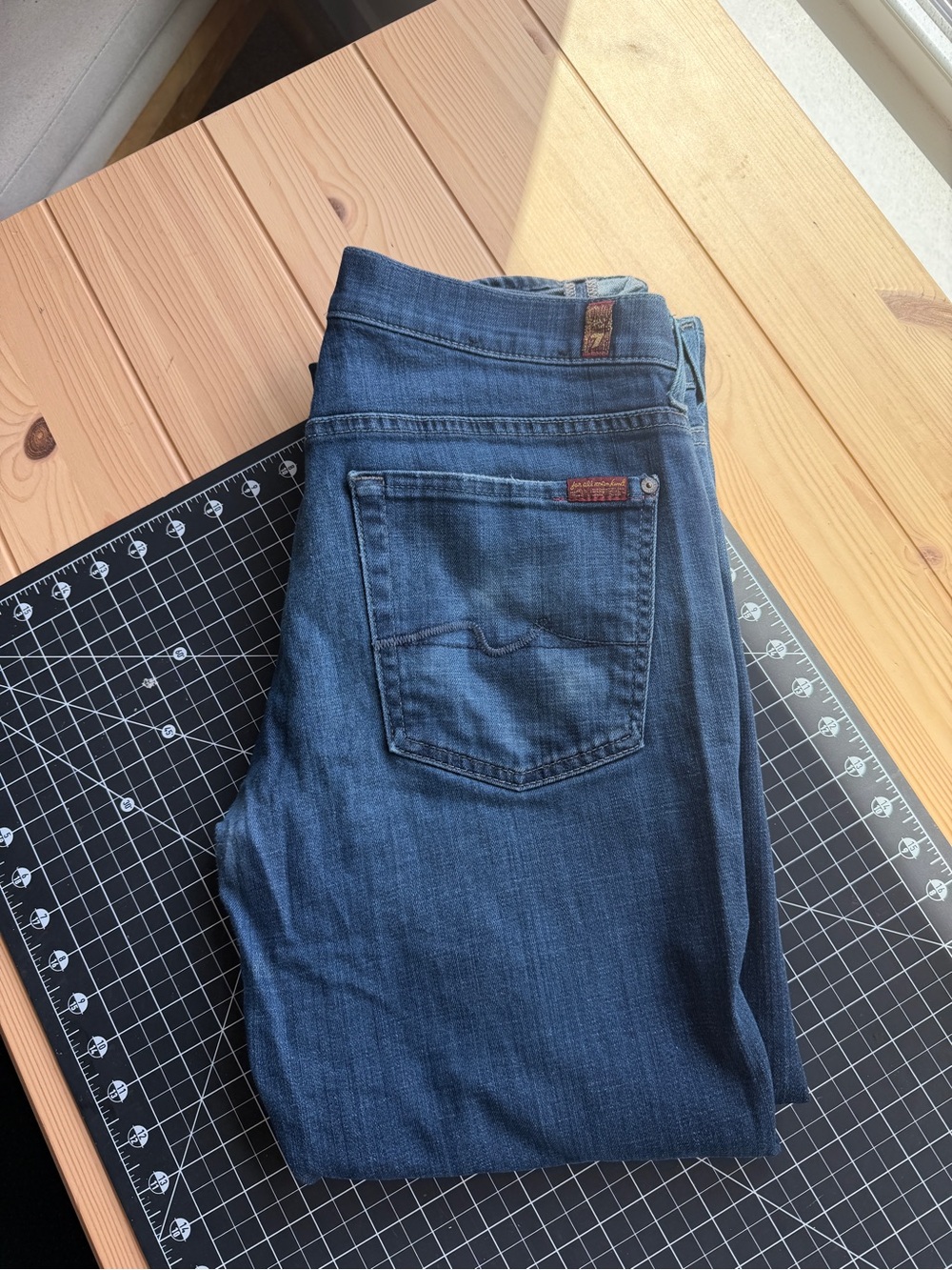 7 For All Mankind Men's Dark Blue Denim Jeans